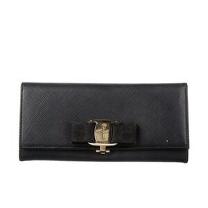 Salvatore Ferragamo Black Wallet with Gold Accent